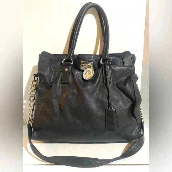 Michael kors black leather satchel handbag - Picture 1 of 9